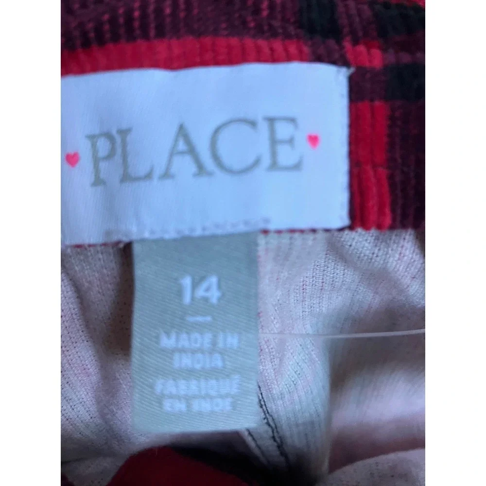 Girls NWTs Red Black Plaid Corduroy Overall Dress‎ Size 14 - Picture 6 of 6